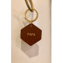 Porte-clés "Papa" en cuir, Camel - Fauvette Paris