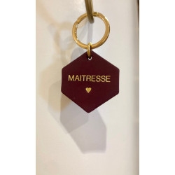 Porte-clés "Maîtresse" en cuir, Prune - Fauvette Paris