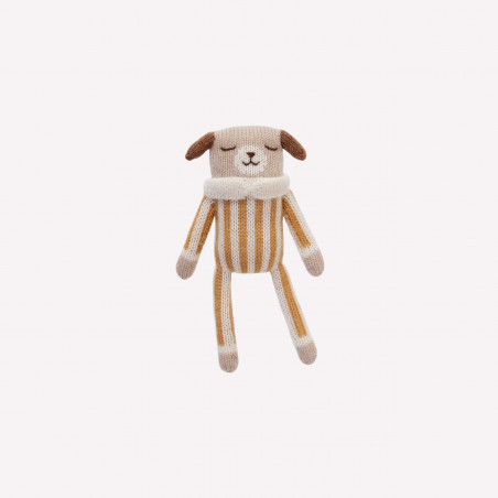 Doudou Chien Combi Rayures Ocre - Main Sauvage
