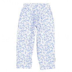 Pantalon Blanc imprimé Petites Fleurs Bleues - Piupiuchick