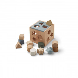 Puzzle Cube en Bois Geometric/Blue Fog Multi Mix - Liewood