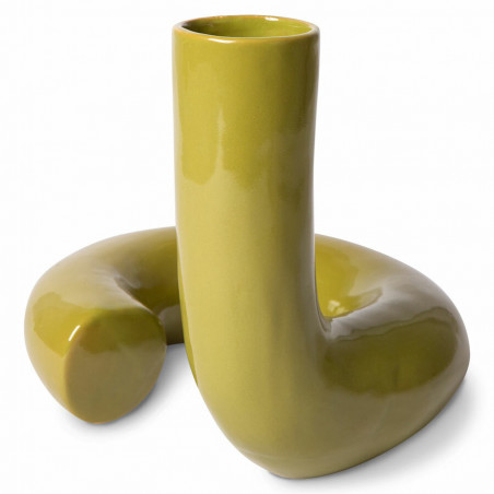 Vase Torsadé en Céramique Olive Glossy - HKliving