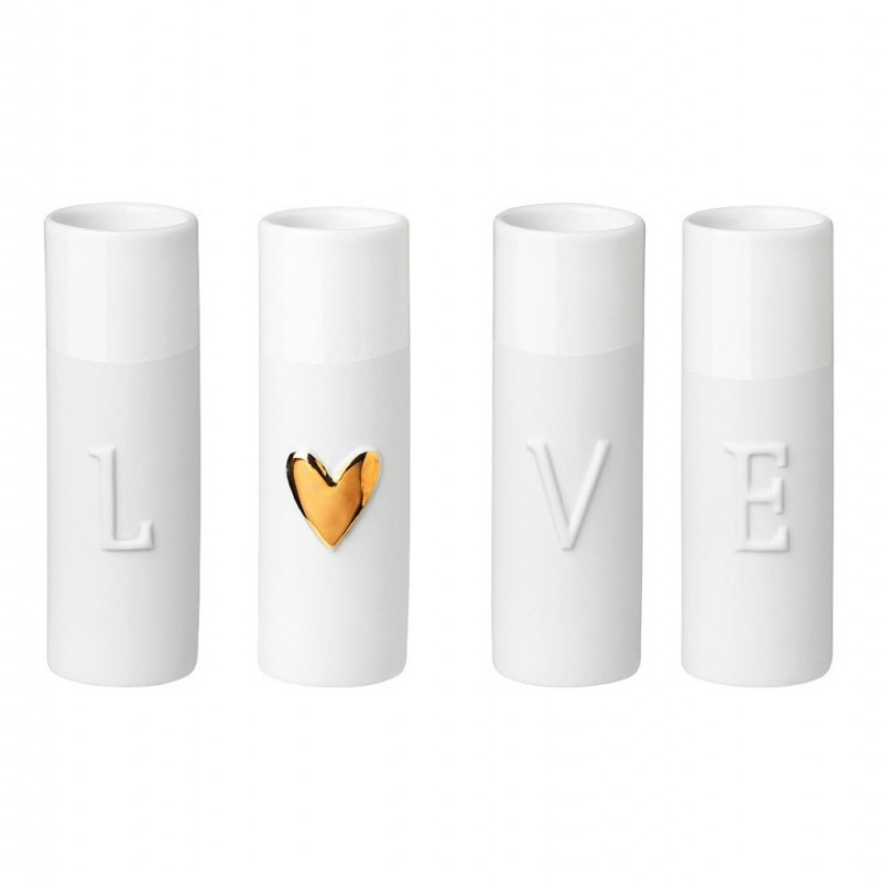Mini Vases LOVE en Porcelaine (Set de 4) - Rader